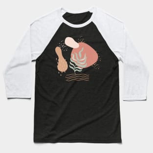 Abstract shapes dots and leaves digital design illustration Baseball T-Shirt